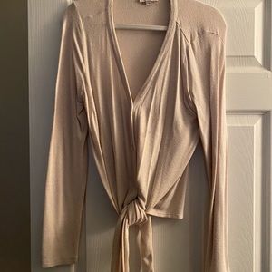 Loft sweater with buttons and tie front